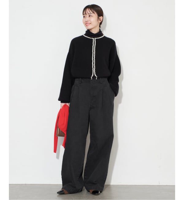 SLOBE IENA「《4サイズ展開》LEDENIM BLUR TUCK TROUSERデニム」|デニム|