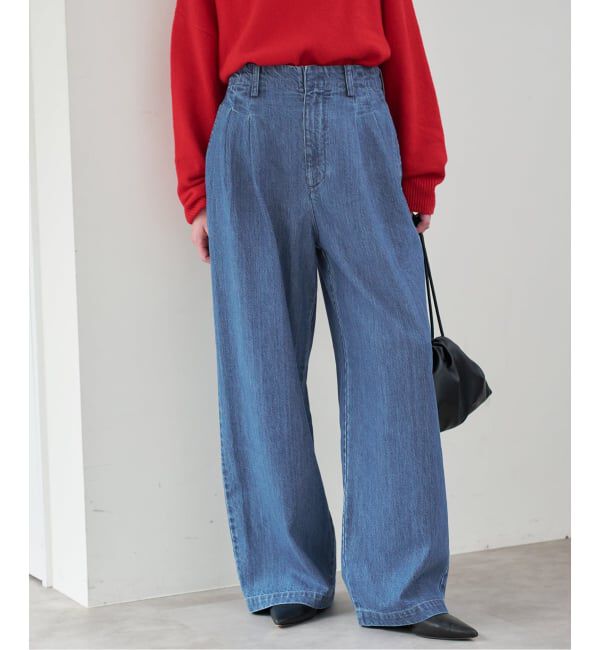 SLOBE IENA「《4サイズ展開》LEDENIM BLUR TUCK TROUSERデニム」|デニム|
