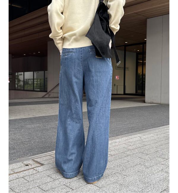 SLOBE IENA「《4サイズ展開》LEDENIM BLUR TUCK TROUSERデニム」|デニム|