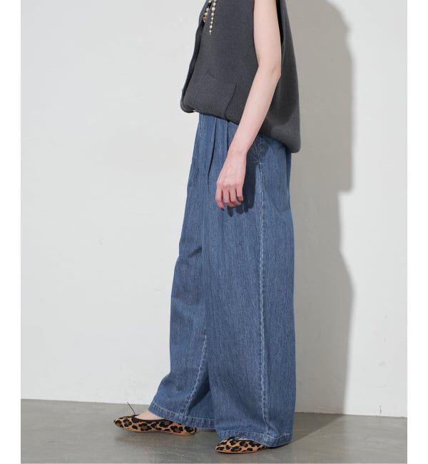 SLOBE IENA「《4サイズ展開》LEDENIM BLUR TUCK TROUSERデニム」|デニム|