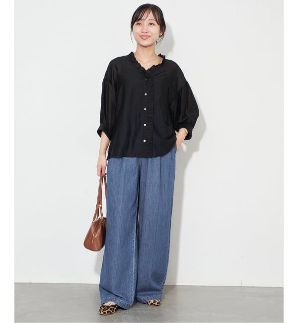 SLOBE IENA「《4サイズ展開》LEDENIM BLUR TUCK TROUSERデニム」|デニム|