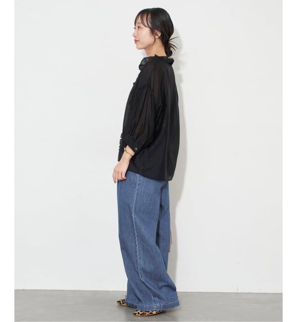 SLOBE IENA「《4サイズ展開》LEDENIM BLUR TUCK TROUSERデニム」|デニム|