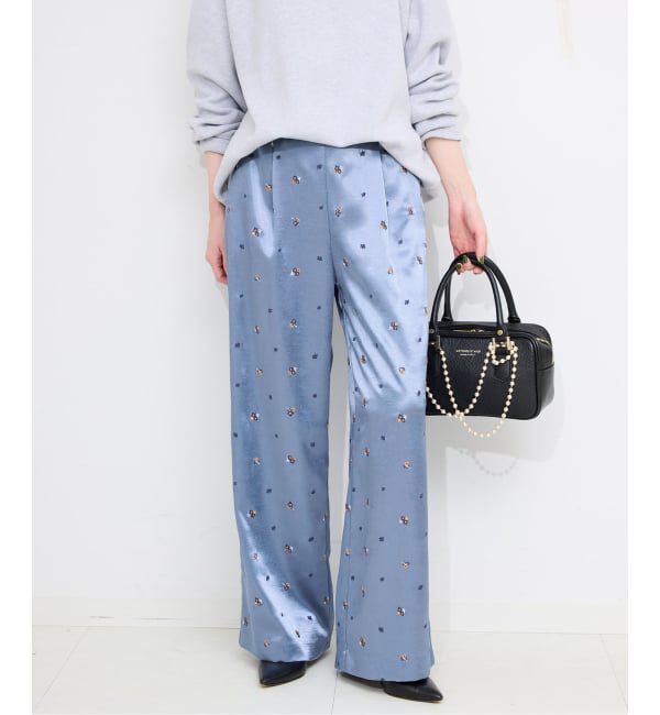 SLOBE IENA「flowerサテンストレートイージーパンツ」|その他|