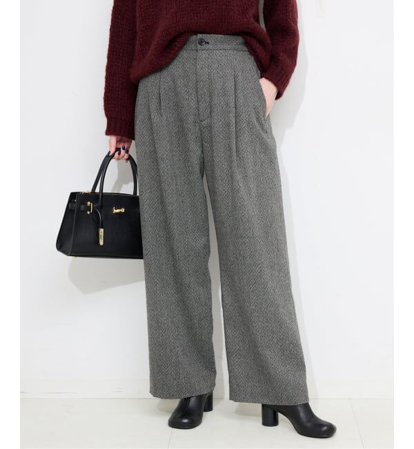 SLOBE IENA「ツイードリラックススラックス」|スラックス|ブラック