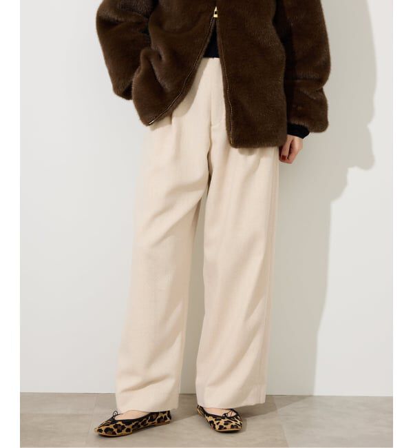 SLOBE IENA「ツイードリラックススラックス」|スラックス|ベージュ
