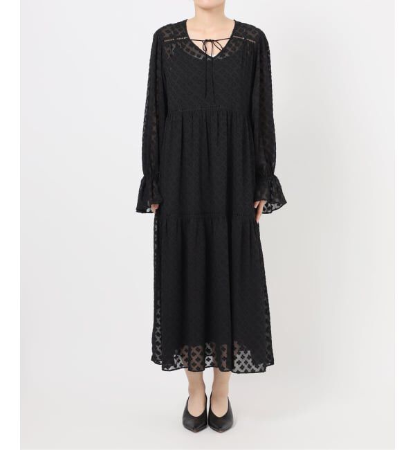 SLOBE IENA「フラワージャガードギャザーワンピース」|ワンピース|