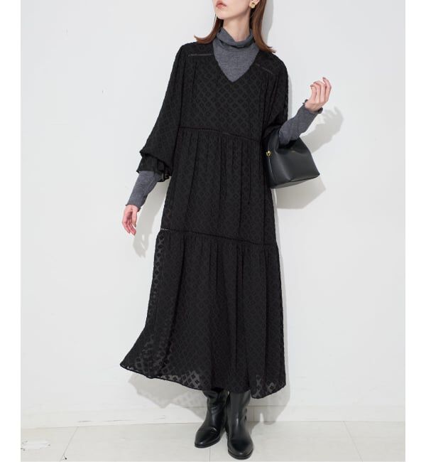 SLOBE IENA「フラワージャガードギャザーワンピース」|ワンピース|