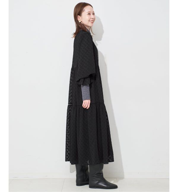 SLOBE IENA「フラワージャガードギャザーワンピース」|ワンピース|