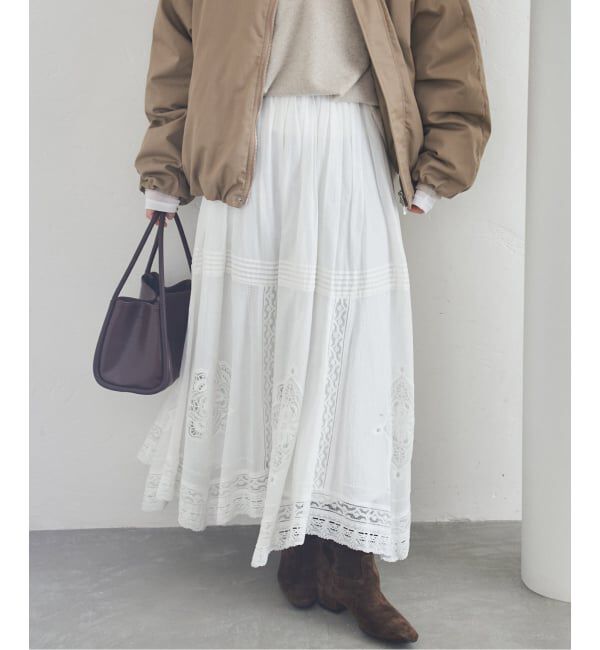 IENA「《WEB限定/追加3》コットンレーススカート」|スカート|