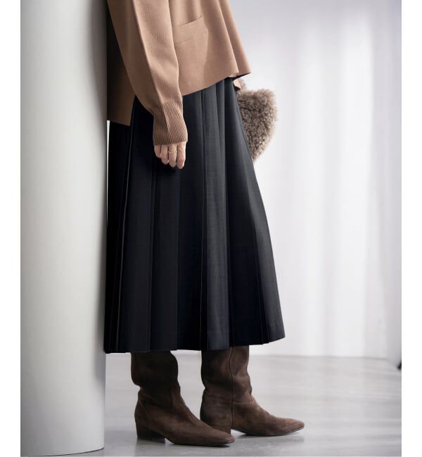 IENA「《WEB限定/追加》ストレッチプリーツスカート」|スカート|ネイビー