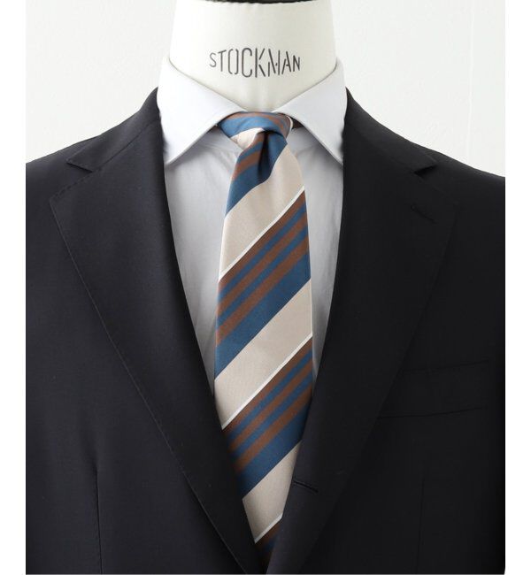 EDIFICE「FRANCO BASSI (フランコ バッシ) コットンシルクマルチストライプタイ U25EE03-H」|ネクタイ・蝶ネクタイ|ベージュ