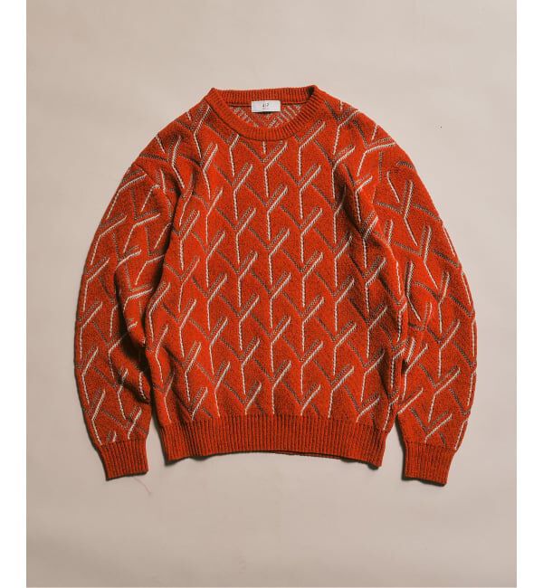 417 EDIFICE「ジオメ ジャガードニットクルー」|ニット・セーター|オレンジ