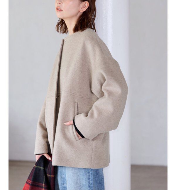 JOURNAL STANDARD「スーパー140ビーバーノーカラーショートコート」|ノーカラーコート|