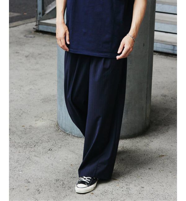 JOURNAL STANDARD「TRモダン ワイド スラックス」|スラックス|ネイビー