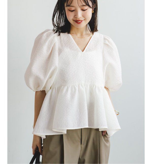 NOBLE「《追加》【洗える】シアーノイズジャガードブラウス」|シャツ・ブラウス|