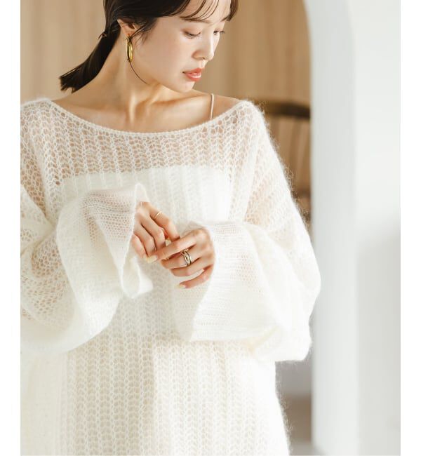 NOBLE「モヘヤウールシアープルオーバー」|ニット・セーター|ホワイト A