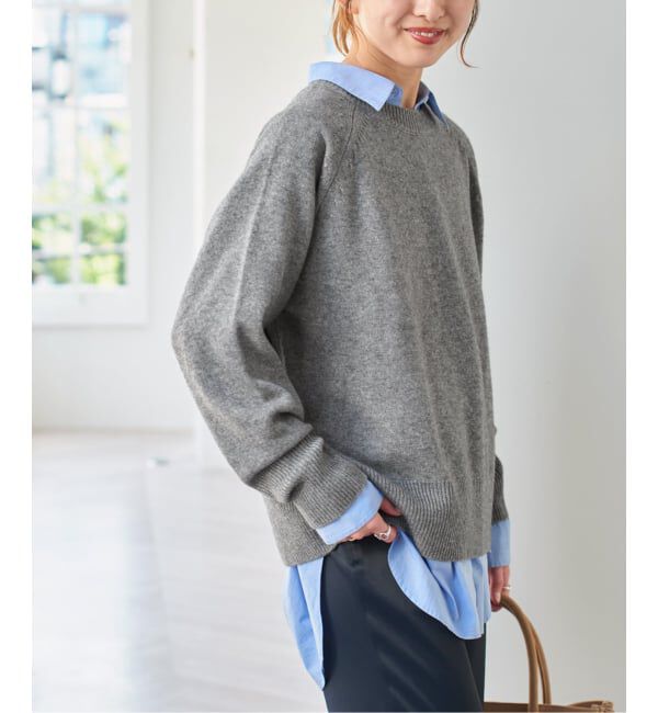 Spick and Span「《WEB限定カラー有り》ウールカシミヤ ラグランクルーネックニット」|ニット・セーター|