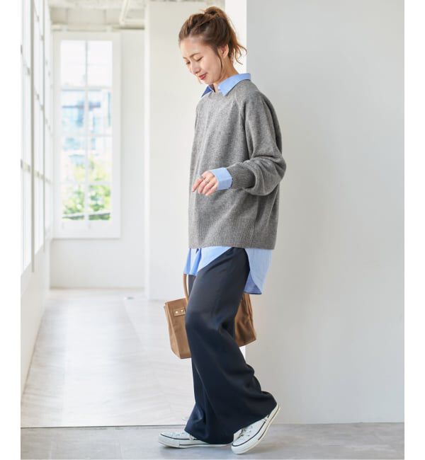 Spick and Span「《WEB限定カラー有り》ウールカシミヤ ラグランクルーネックニット」|ニット・セーター|