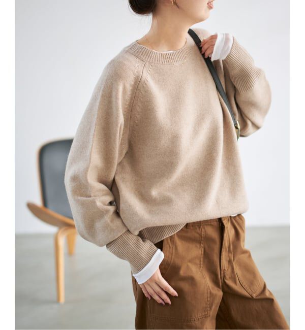 Spick and Span「《WEB限定カラー有り》ウールカシミヤ ラグランクルーネックニット」|ニット・セーター|