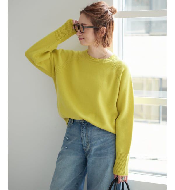 Spick and Span「《WEB限定カラー有り》ウールカシミヤ ラグランクルーネックニット」|ニット・セーター|イエロー