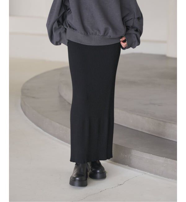 NOBLE「《追加2》リブニットタイトスカート」|スカート|ブラック