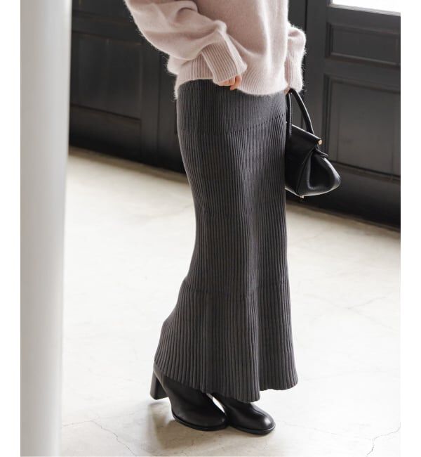 NOBLE「《追加2》リブニットタイトスカート」|スカート|グレー