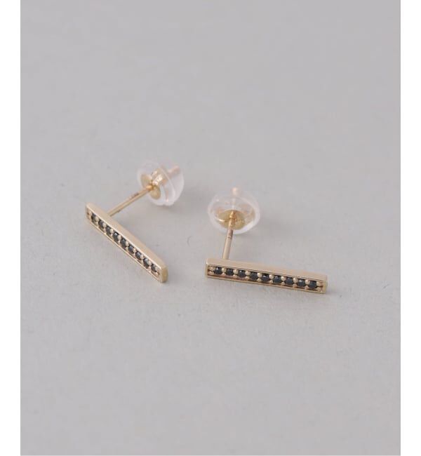 Lilas by Spick&Span「ボックスブラックダイヤ12mmバーピアス K10（両耳）」|ピアス|