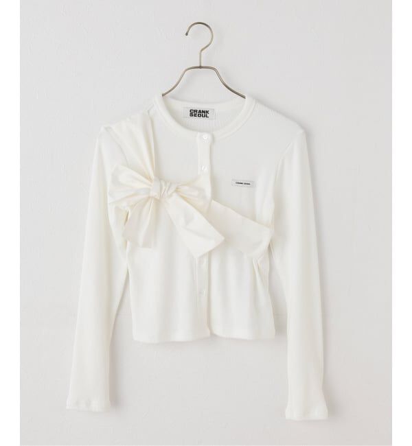 U by SPICK&SPAN「CRANK/クランク RIBBON-TIED KNIT CARDIGAN」|ニット・セーター|ホワイト