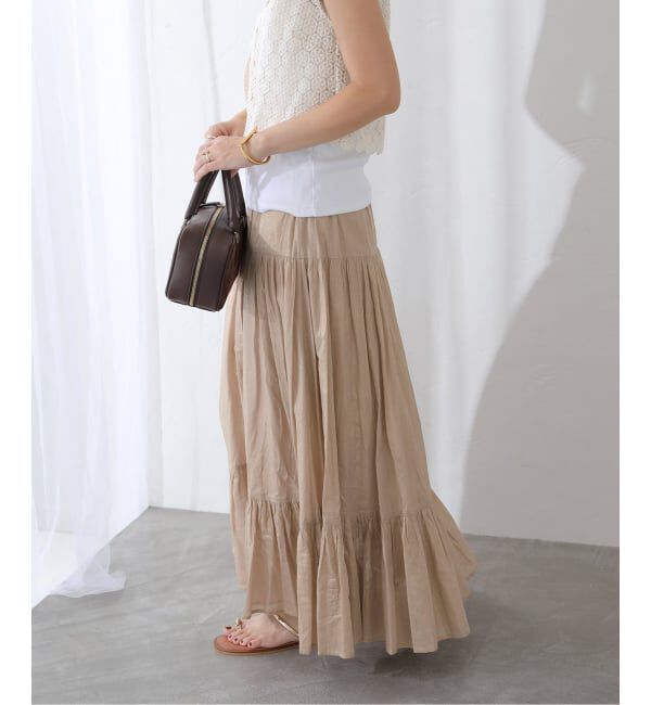  「【洗える】ローン箔加工ティアードスカート」|スカート|