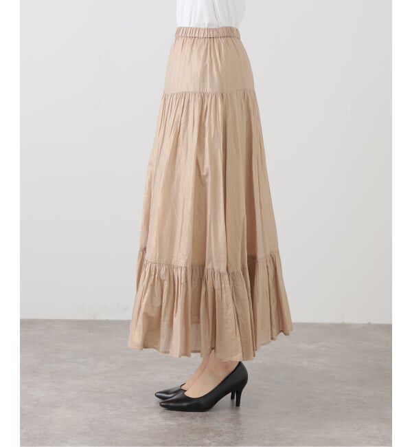  「【洗える】ローン箔加工ティアードスカート」|スカート|