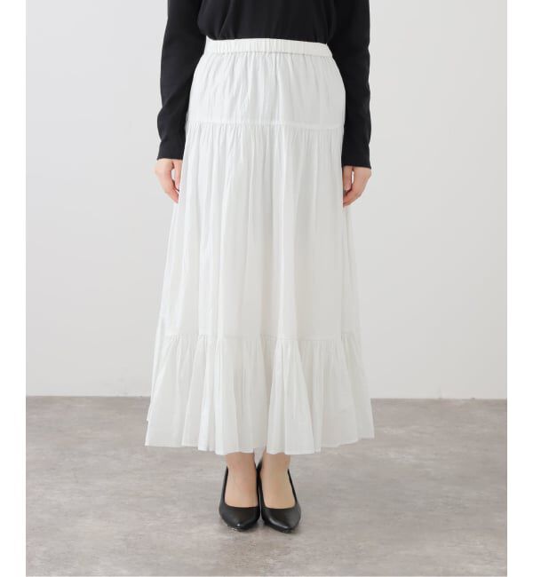  「【洗える】ローン箔加工ティアードスカート」|スカート|