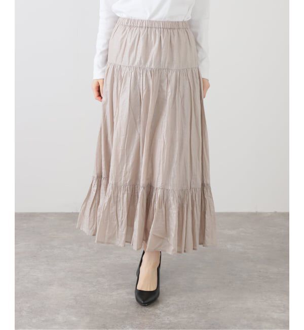  「【洗える】ローン箔加工ティアードスカート」|スカート|
