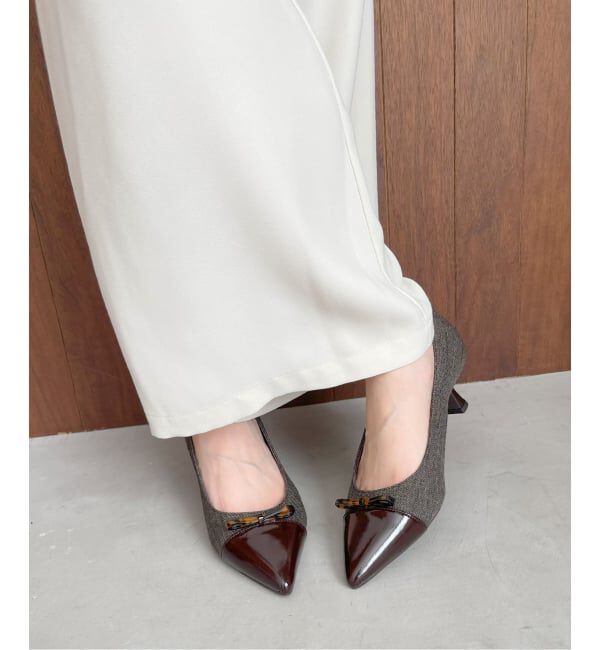  「5cmポインテッドマーブルリボンパンプス」|パンプス|