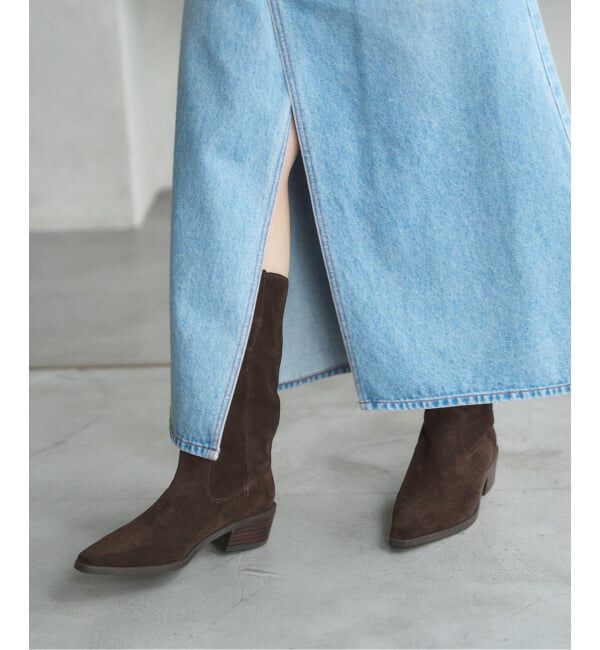 「《追加2》3.5cmレザーウエスタンブーツ」|ロングブーツ|