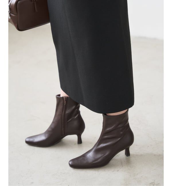  「《追加》6cmフレンチスクエアフィットショートブーツ」|ショートブーツ|