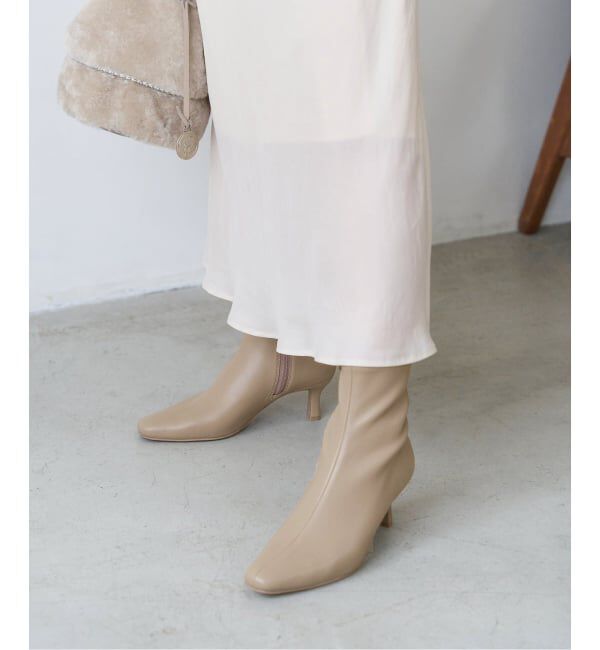  「《追加》6cmフレンチスクエアフィットショートブーツ」|ショートブーツ|