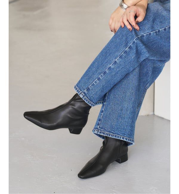  「《追加》3cmフレンチスクエアフィットショートブーツ」|ショートブーツ|