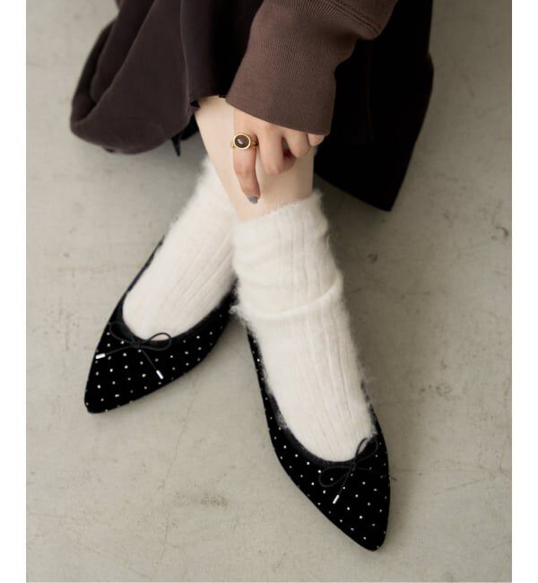  「《追加》ポインテッドグリッタードットバレエ」|バレエシューズ|ブラック C