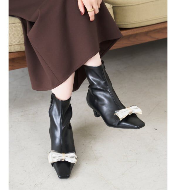  「4.5cm2WAYリボンショートブーツ」|ショートブーツ|