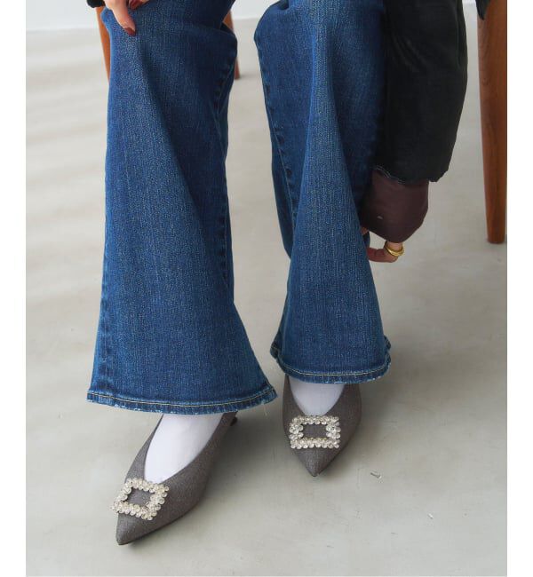  「4.5cmフラワービジューバックルパンプス」|パンプス|