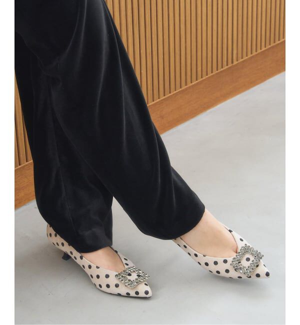  「4.5cmフラワービジューバックルパンプス」|パンプス|