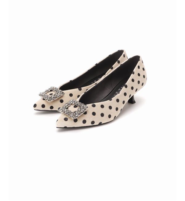  「4.5cmフラワービジューバックルパンプス」|パンプス|