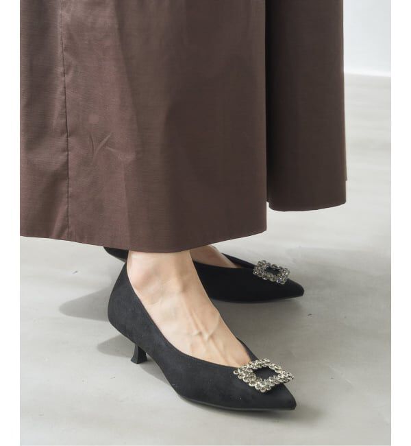  「4.5cmフラワービジューバックルパンプス」|パンプス|