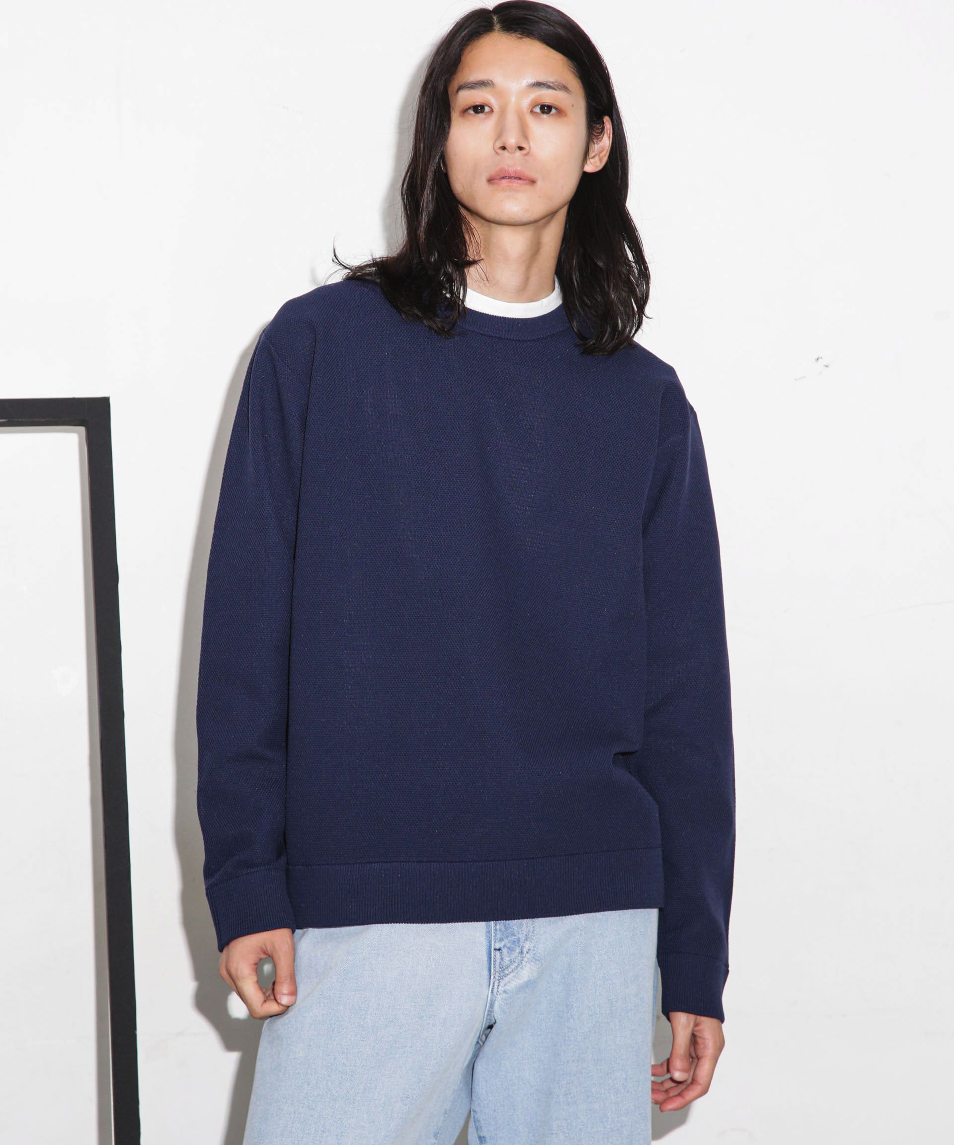 nano･universe「テック鹿の子アンサンブルニット」|ニット・セーター|ネイビー