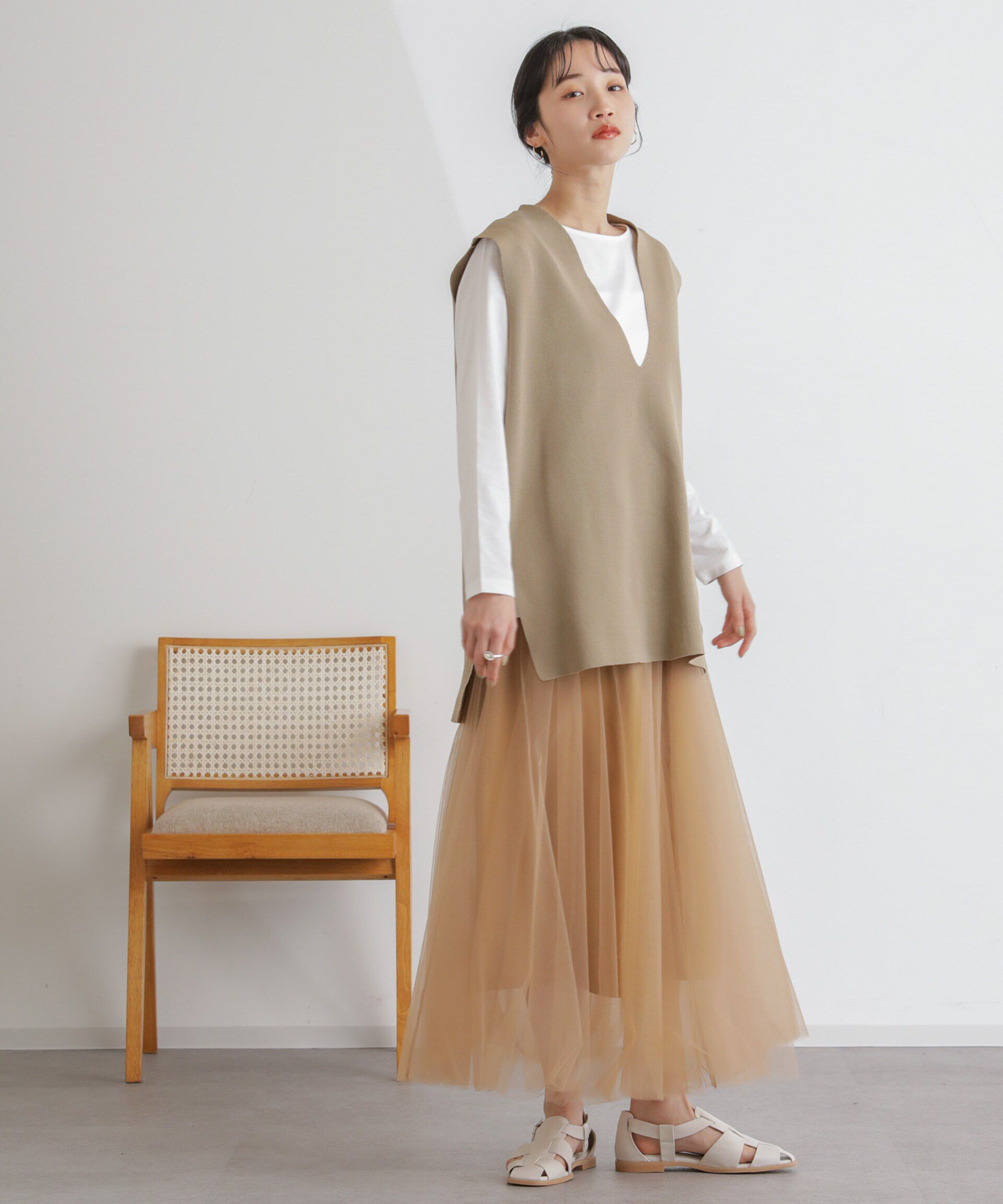 nano･universe「2wayレイヤードチュールスカート」|スカート|