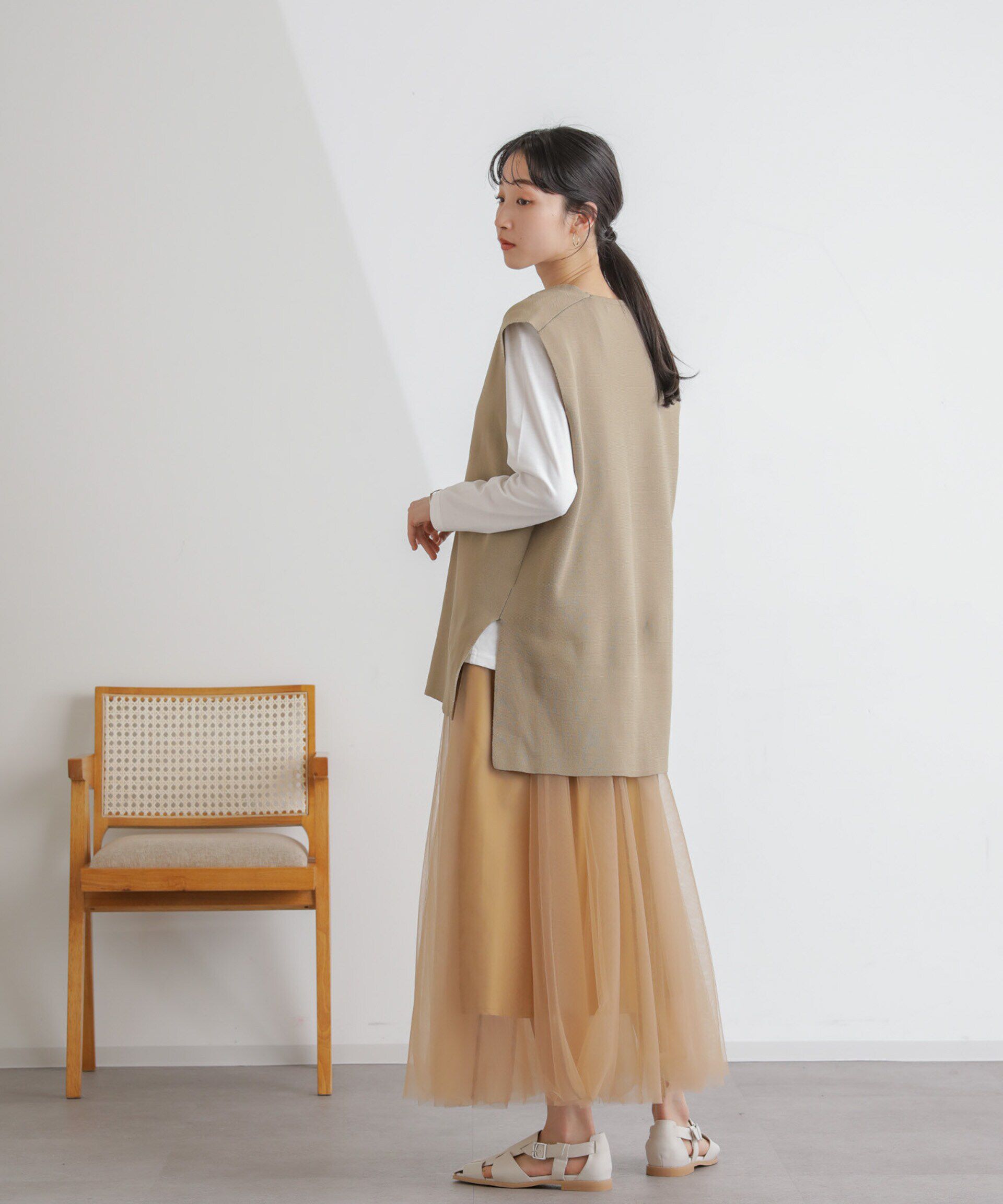 nano･universe「2wayレイヤードチュールスカート」|スカート|