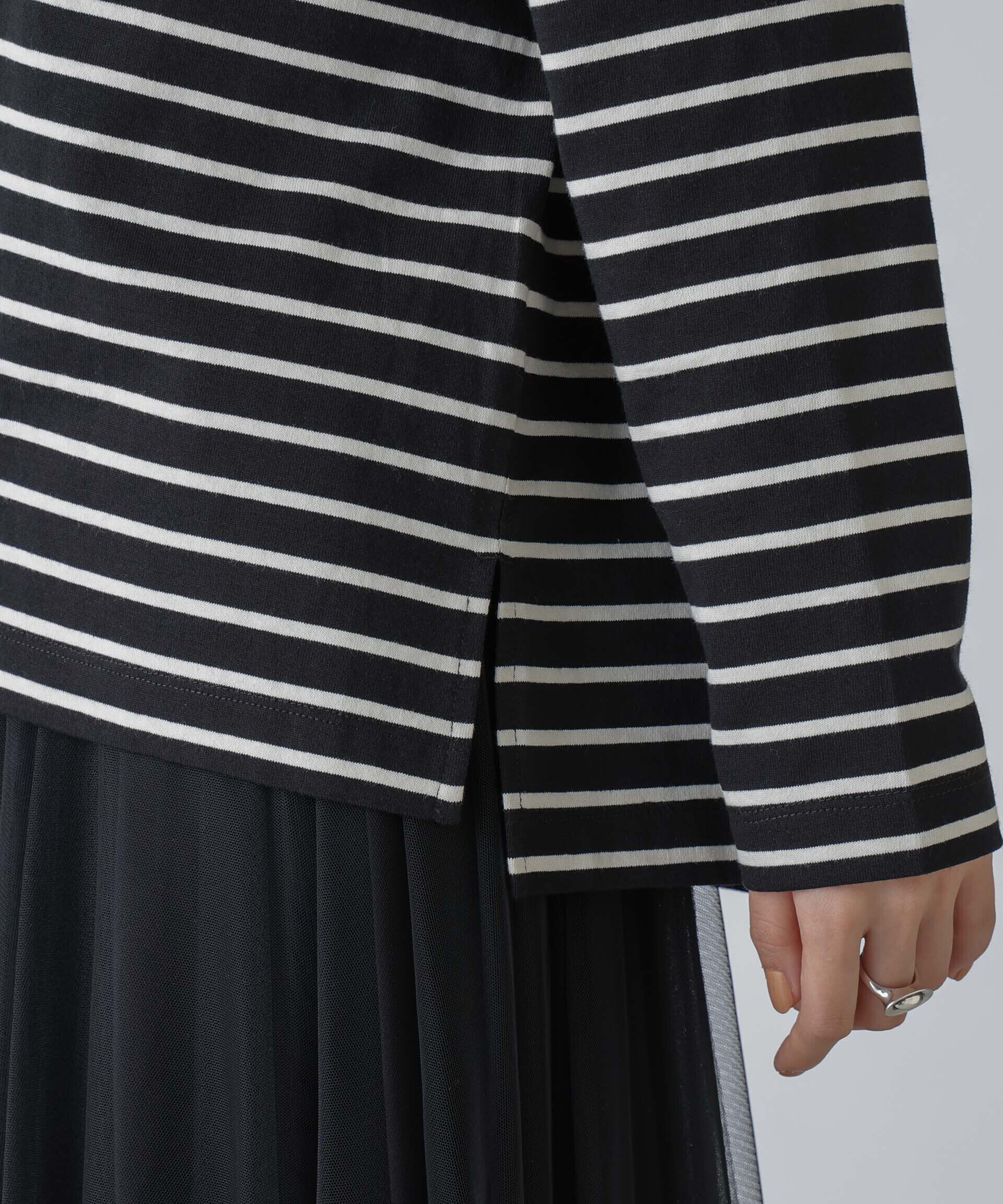 nano･universe「WEB限定/ボーダーワイドドロップトップス」|Tシャツ・カットソー|