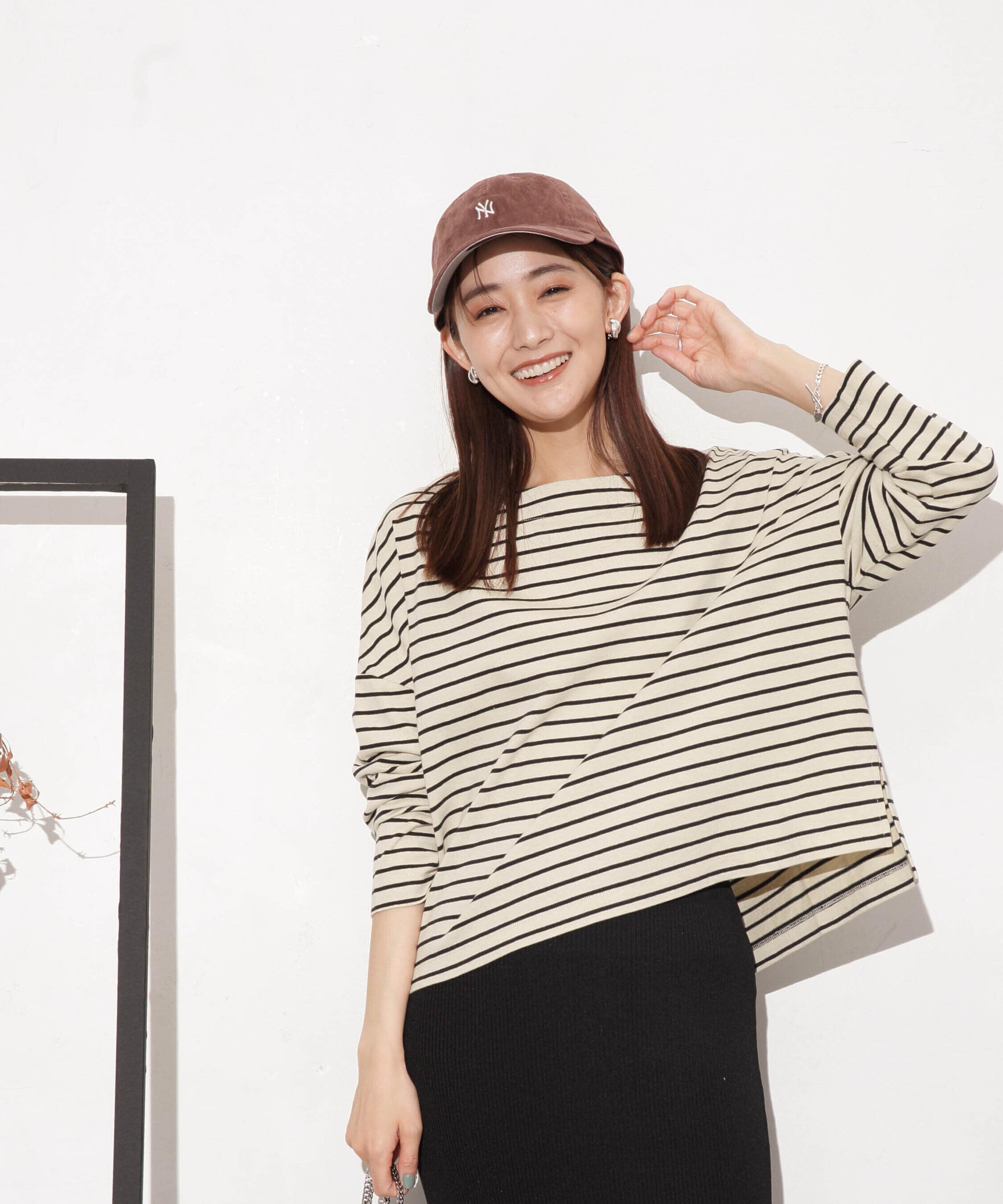 nano･universe「WEB限定/ボーダーワイドドロップトップス」|Tシャツ・カットソー|