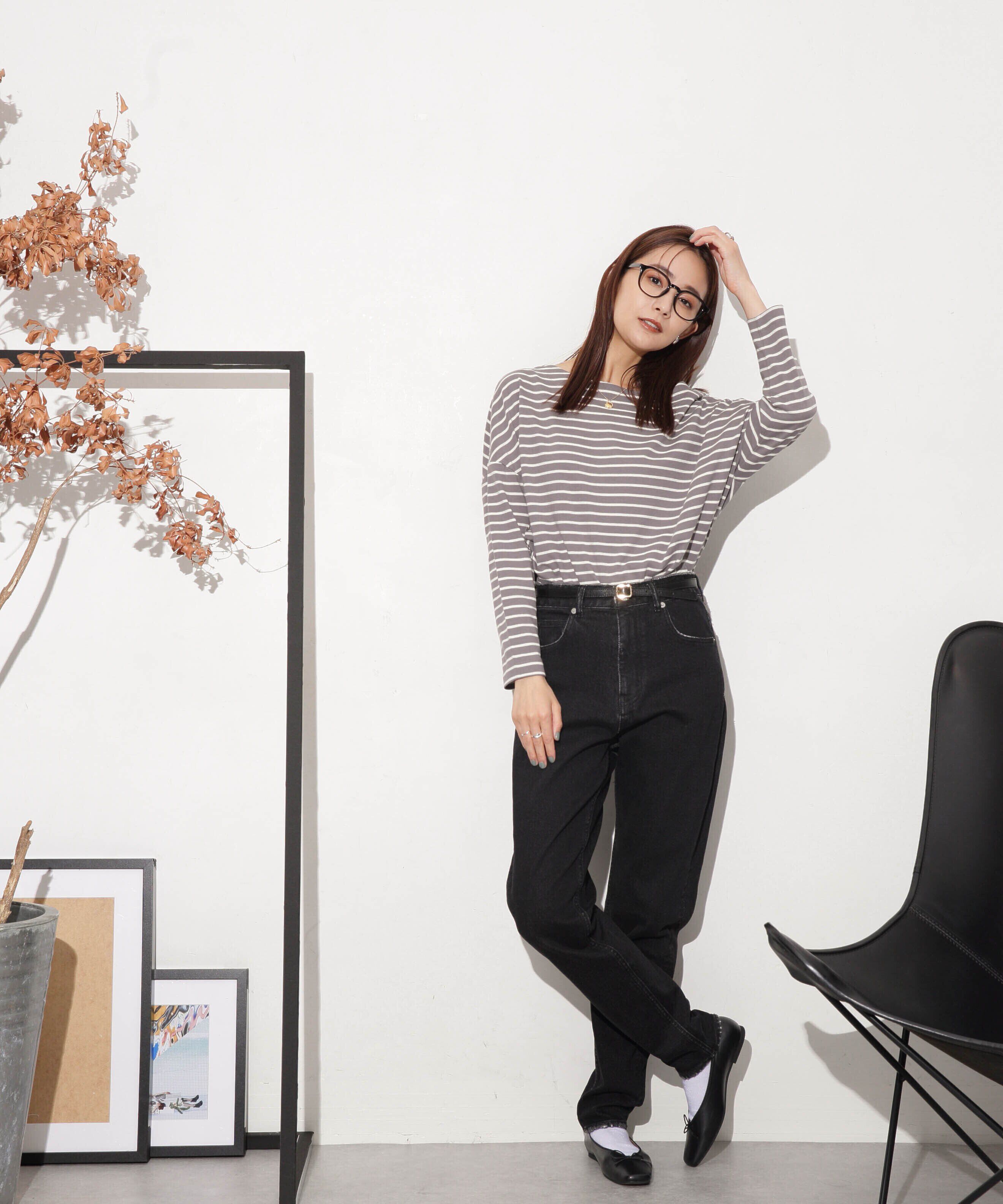 nano･universe「WEB限定/ボーダーワイドドロップトップス」|Tシャツ・カットソー|