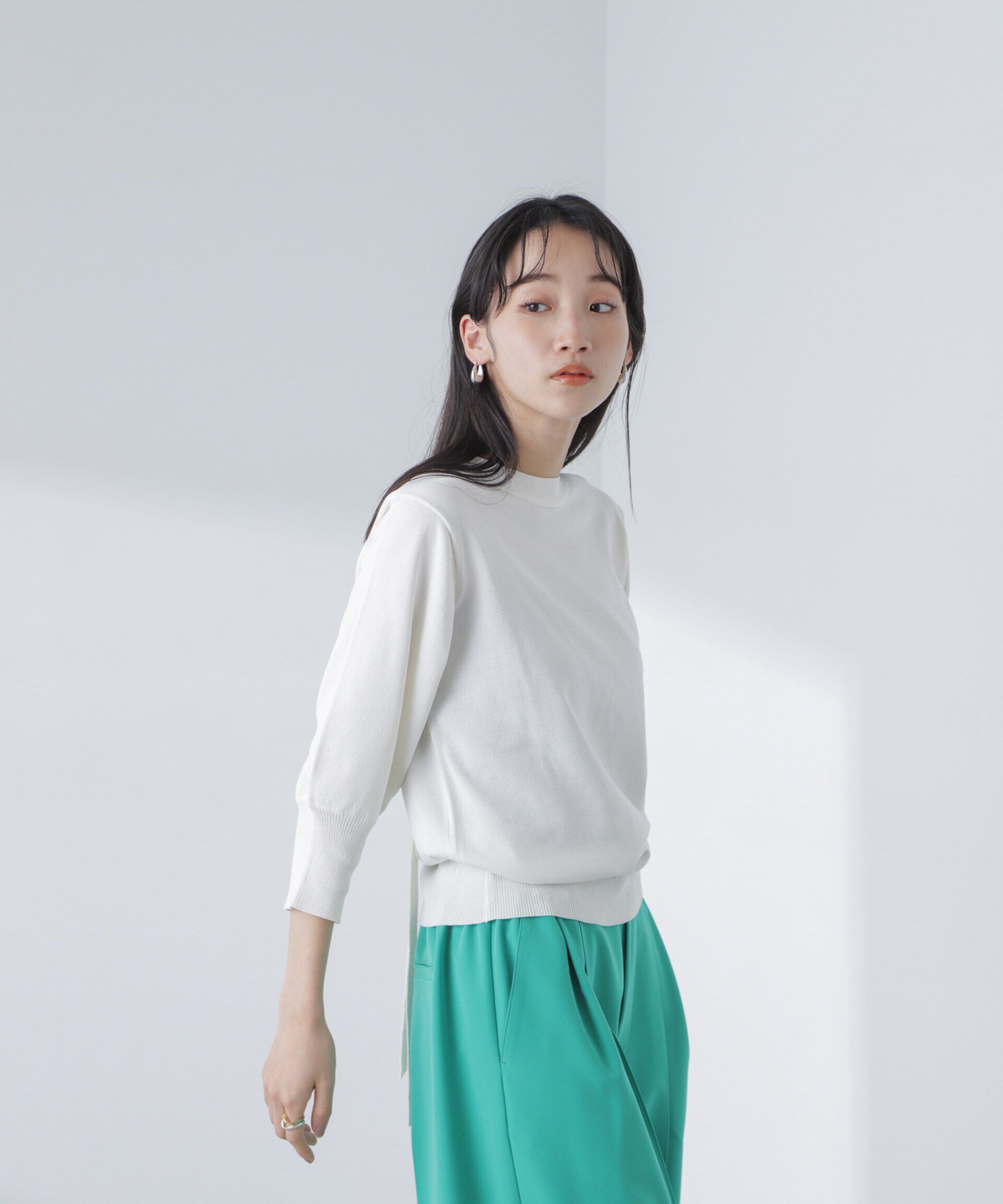 nano･universe「前後2wayボータイ半袖サマーニット」|ニット・セーター|